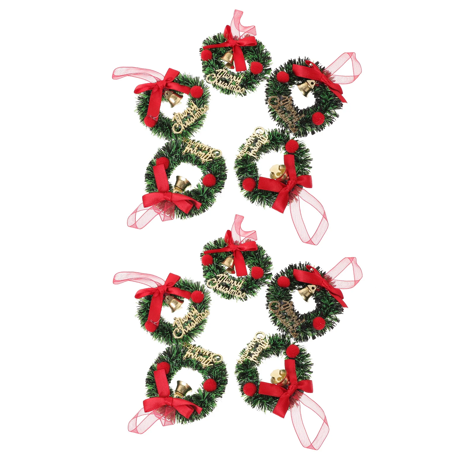 

10Pcs Mini Wreaths Xmas Tree Decorations Hanging Ornaments Bright Color Delicate Detail Mini Christmas Wreath Wreath Pendants