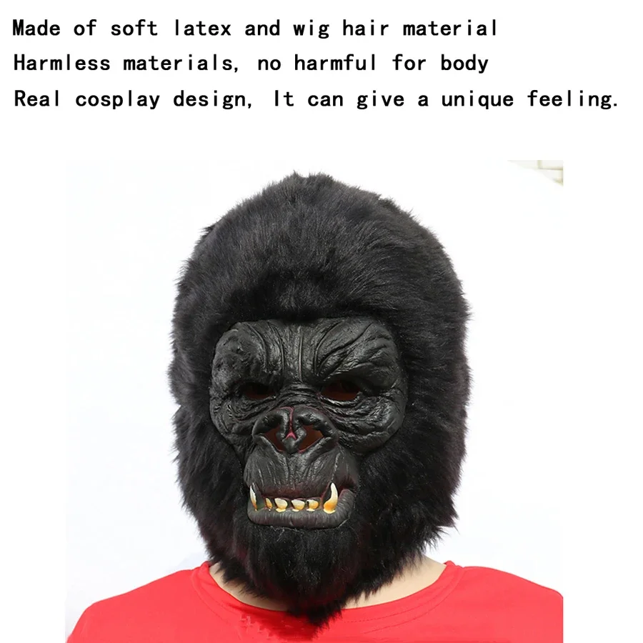 Cosplay Movie Character Film Role Animal Gorilla Head Tooth Hair Wig Funny Halloween Mask Full Face Carnival Party Costume Props