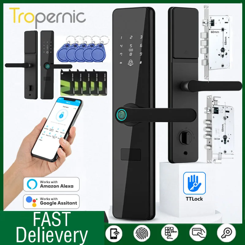 

TTLock Smart Fingerprint Door Lock APP Lock Bluetooth Security Intelligent Lock Biometric Electronic Door Lock with 6068 Mortise