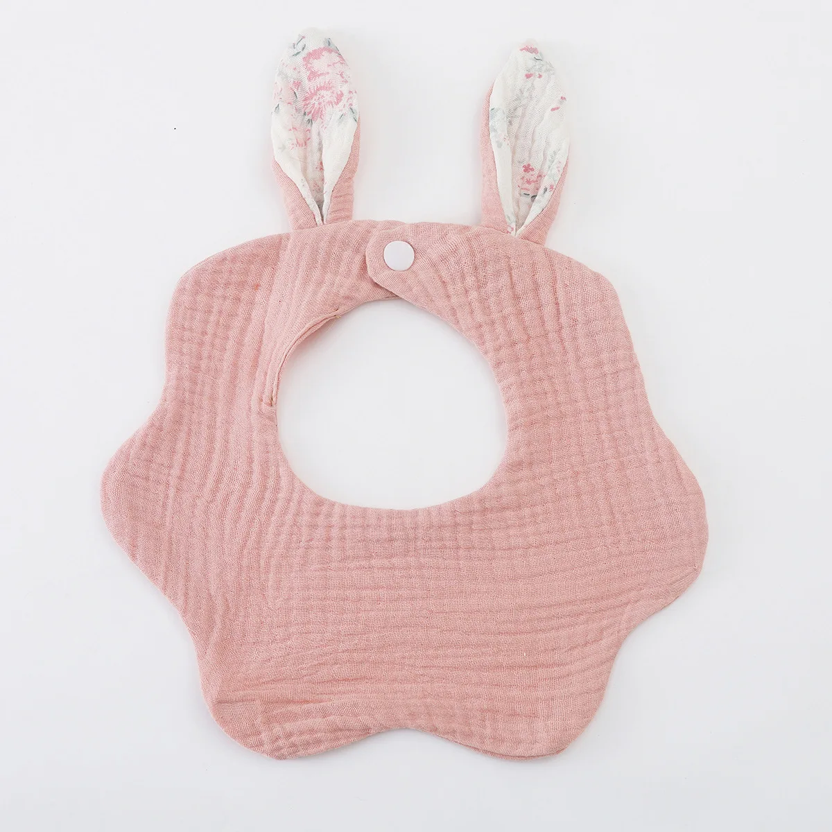 New Rabbit Ears Wave Edge Cotton Gauze Baby Bibs Solid Infant Bib Newborn Soft Burp Cloths for Boy Girl Feeding Saliva Towel