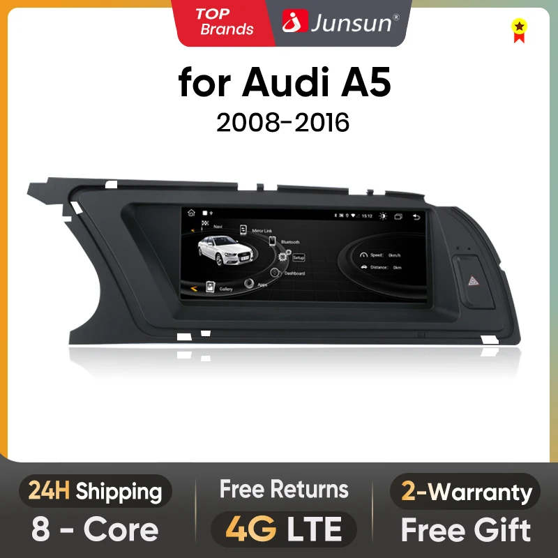 Junsun AI Voice Wireless CarPlay Car Radio Multimedia For Audi A5 2009-2014 2015 2016 4G DSP Andorid Auto Navigation Player