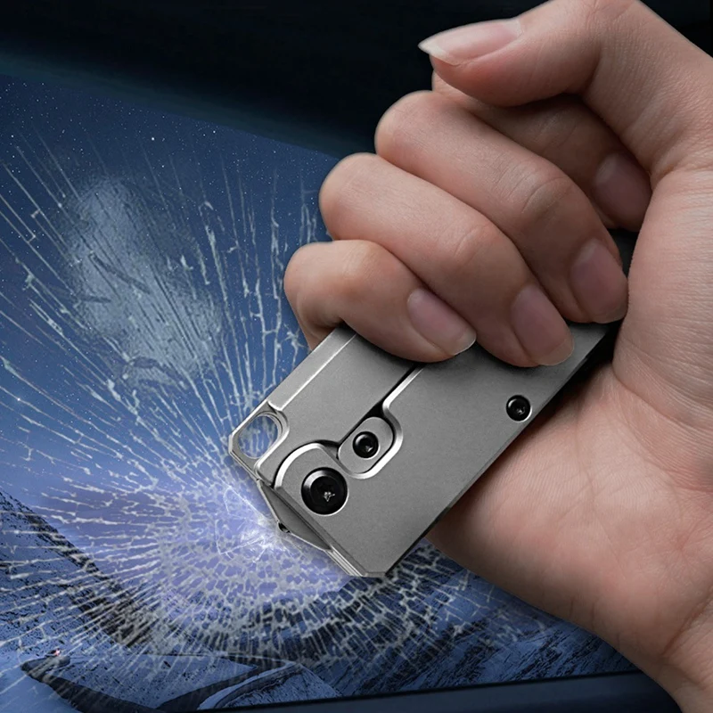 Titanium Alloy Folding Comb Multi-Function EDC Utility Window Breaker Replaceable Comb Outdoor Camping Tools