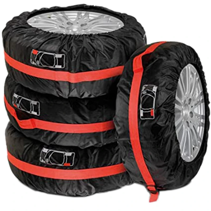 

Seasonal Tire Covers Set of 4 Spare Wheel Storage Tote Bags with Handle for 19 Inch-23 Inch Tires Protect Extra