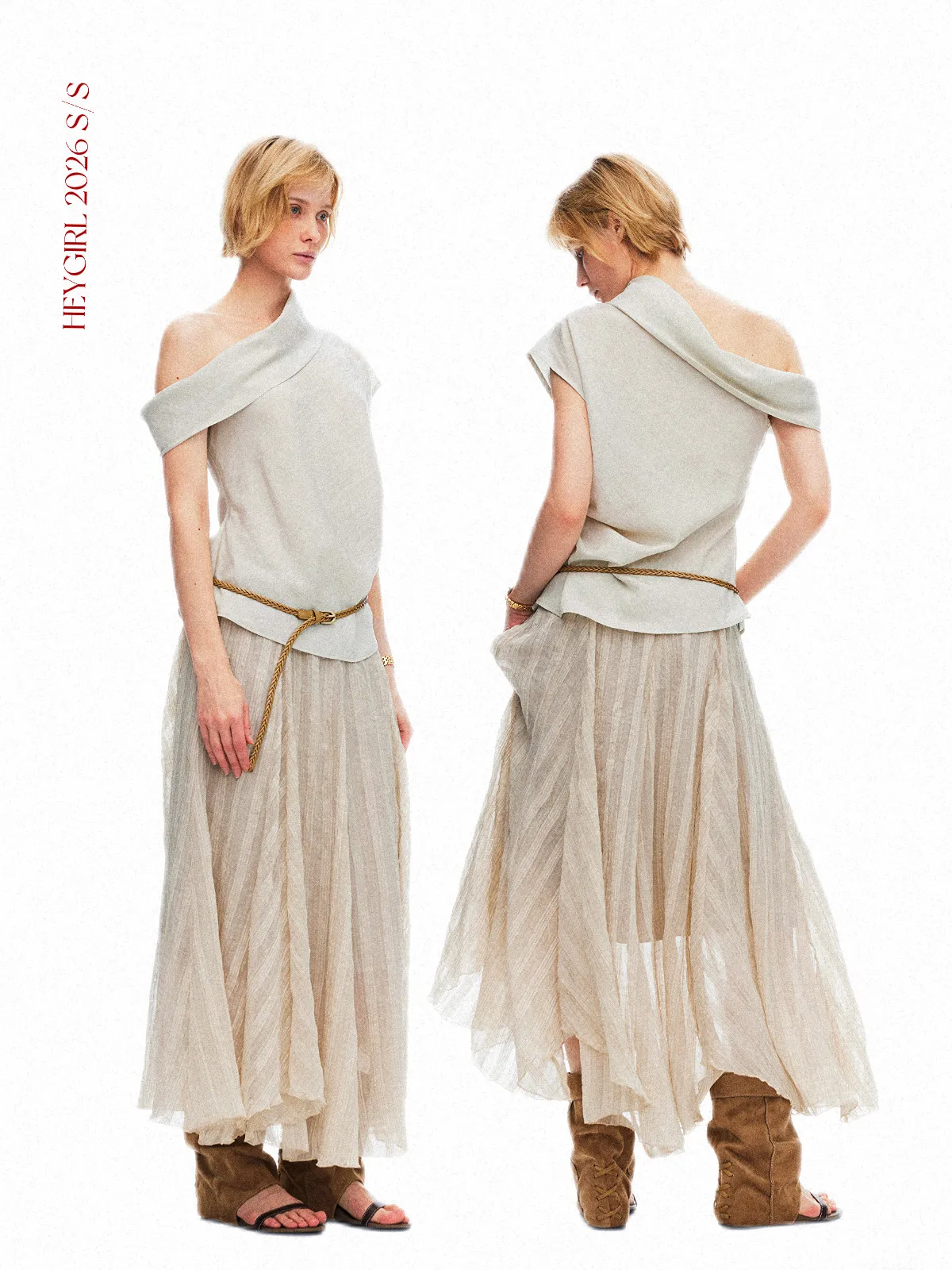 

Женская юбка Heygirl, длинная асимметричная, фактурная, в отпускном стиле, с драпировкой, свободного кроя, с высокой талией, из полиэстера, весна 2026