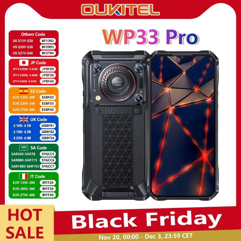 Rugged Oukitel WP33 Pro 5G Smartphone 22000mAh 6.6