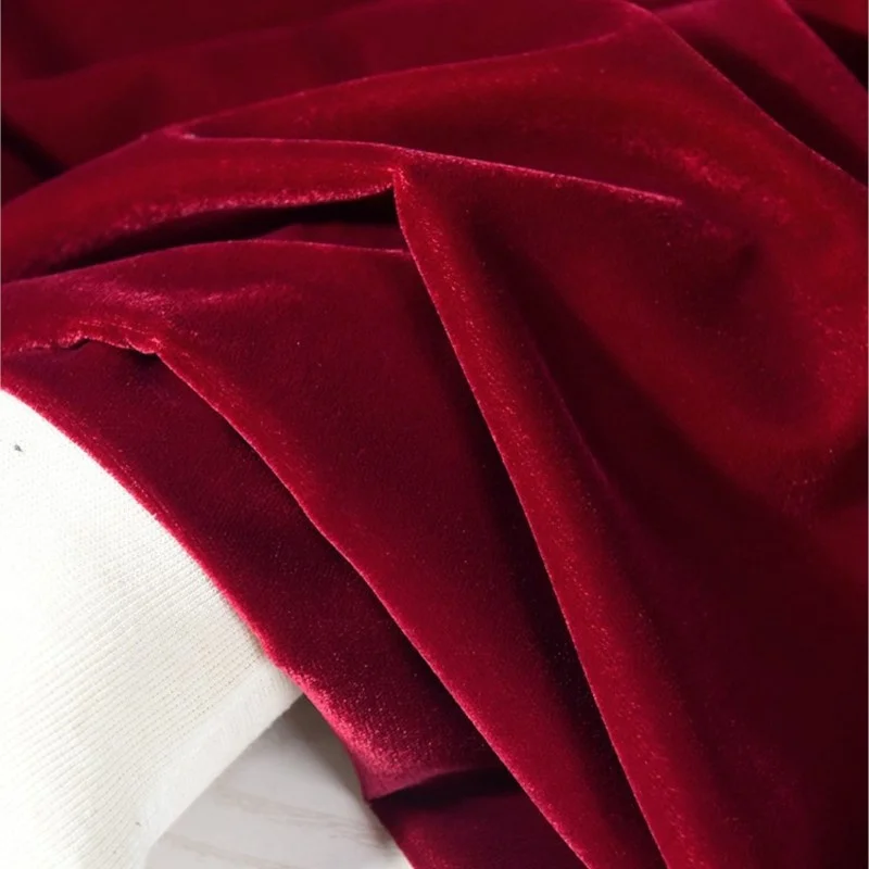 Wine Red Purplish Woven Non-Elastic Velvet Surface Soft Glutinous Vertical Smooth Formal Dress Pleuche Cloth