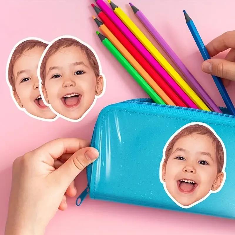 50 Stück personalisierte Gesichtsaufkleber aus Vinyl, ausgestanzte Konfetti-Etiketten für Partys, Hochzeiten und Brautpartys – Detail 4