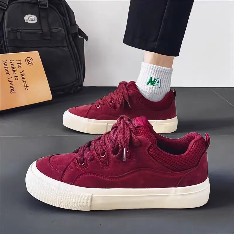 أحذية خبز رجالية عصرية باللون الأحمر الخمري النسخة الكورية متعددة الاستخدامات على طراز هونج كونج أحذية تزلج رياضية وترفيهية للرجال #2