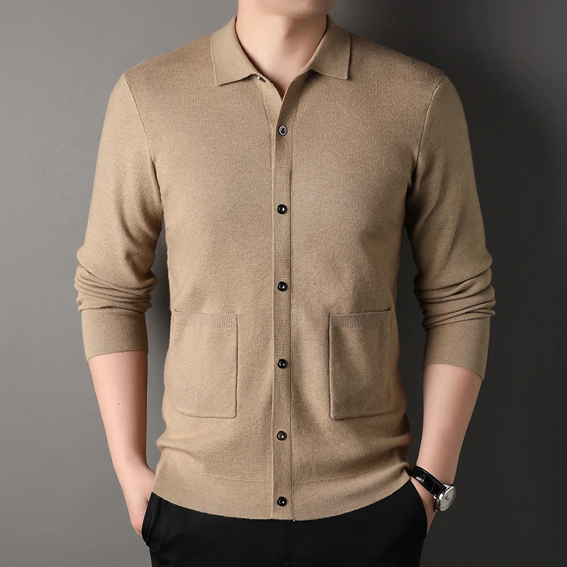 

Cardigan Autumn Winter Men's Sweaters High Quality Long Sleeve Single Breasted Solid Color Casual Male Sweaters 3XL