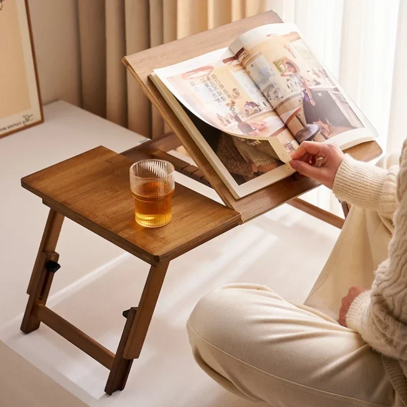 Installation-free folding bed upper table solid wood computer table bedroom home study table notebook bay window bed small table