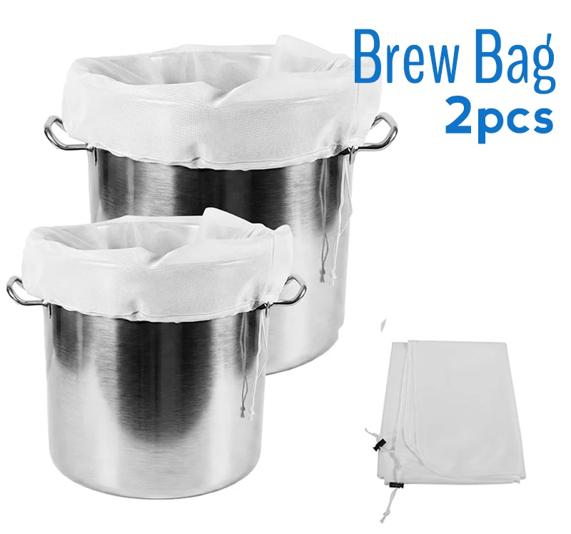 2 Pcs Nylon Brew Filter Bags,66x56cm Extra-large Capacity Reusable Strainer Bags,125 Fine Mesh with Drawstring Closure for Beer