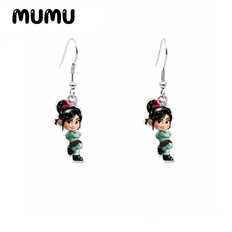 2024 New Ralph Breaks the Internet Dangle Earring Vanellope Acrylic Earrings Handmade Jewelry Epoxy Resin Fish Hook Earring