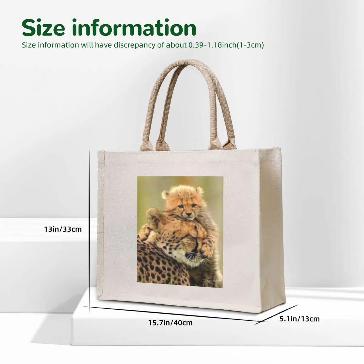 Sweet Cheetah cub hugging Momma Tote Bag shopping bags foldable Canvas bag for women shopper bag woman