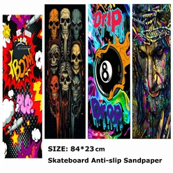 Boom Billiard Skull Portrait Pattern Electric Scooter Anti-slip Sticker Sandpaper Skateboard Grip Tape Sheet 84*23cm