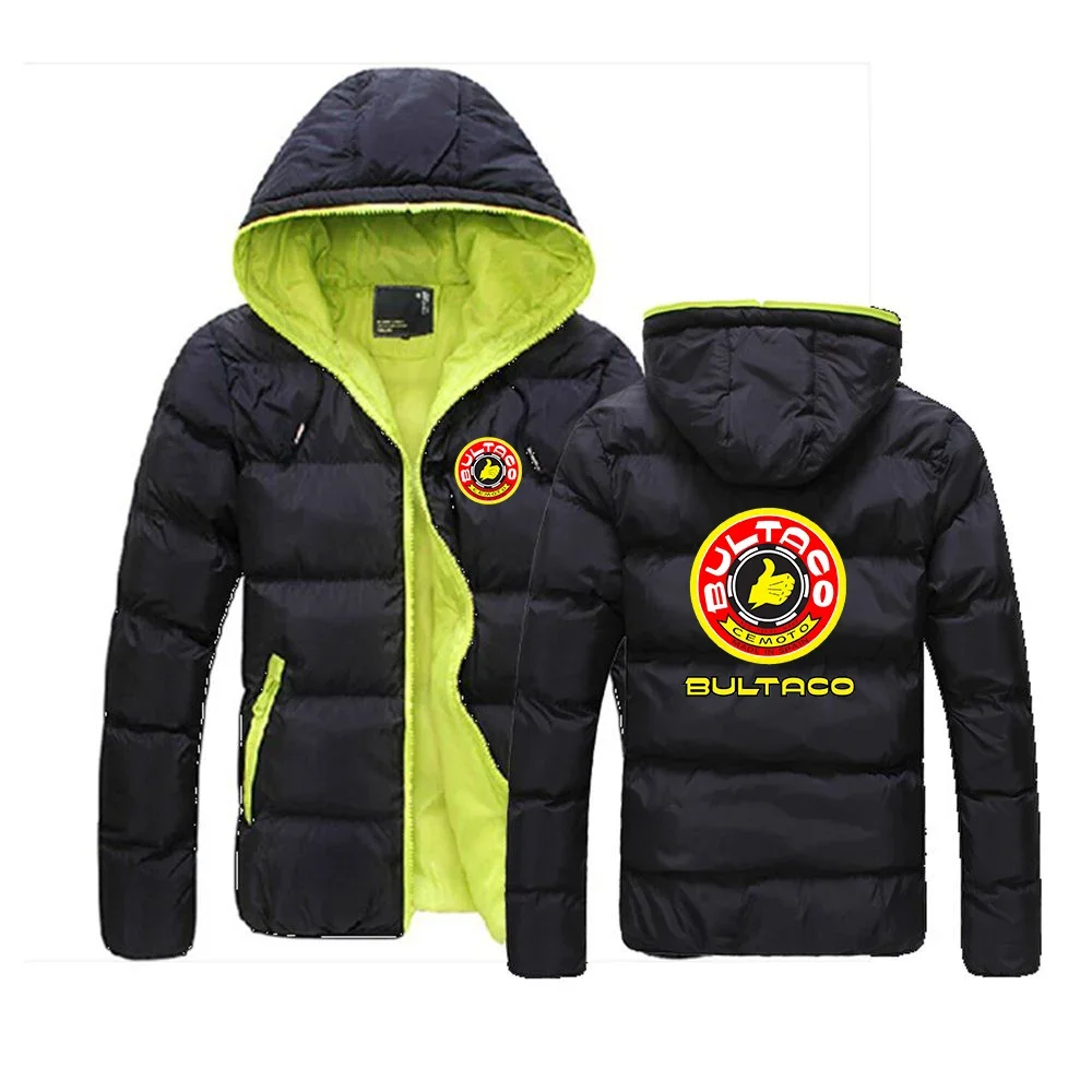 Bultaco Cemoto Motorcycles Men's Winter Casual Solid Color Hooded Coat Men Long Sleeve Lightweight Padded Jackets Streetwear