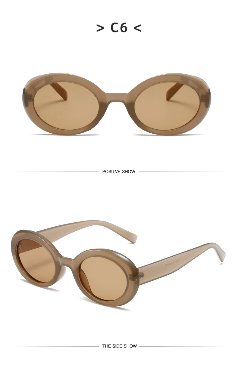 SO&EI Neue Ovale Gelee Farbe Frauen Sonnenbrille Mode Gelb Grün Shades UV400 Männer Trend Gradienten Sonnenbrille – Detail 12