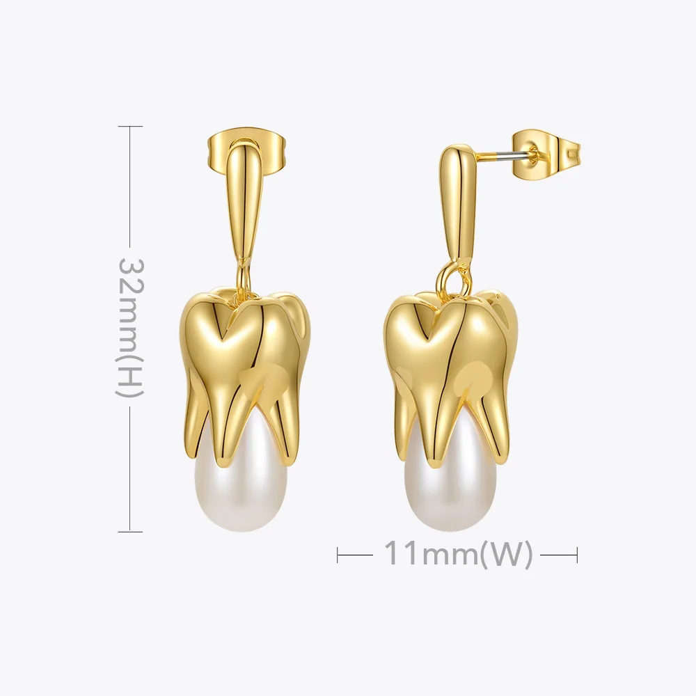 ENFASHION Trendy Teeth Pearl Drop Earrings For Women Gold Color Earings Fashion Jewelry Wedding Pendientes Birthday Party 211285