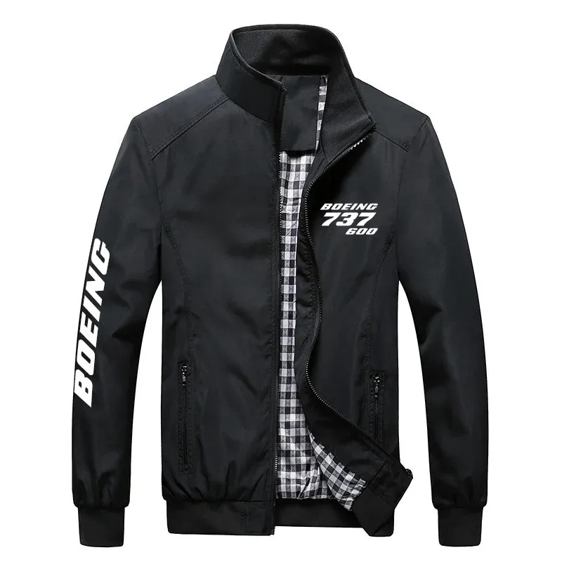 Boeing 737-600 Aviation Pilots Harajuku Spring Autumn Plaid Lightweight Windbreakers Flight Men Jackets Coats