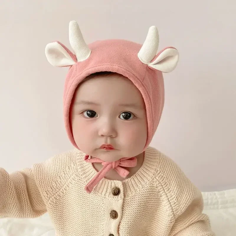 Cute Cat Ear Baby Hat Autumn Knitted Hat for Baby Boy Girl Cap Bonnet Hat Solid Color Ear Protection Toddler Beanie