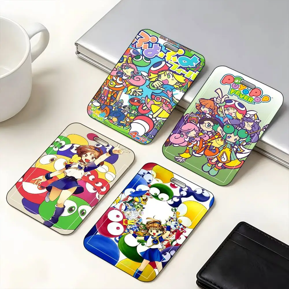 

1 шт. Защитный чехол для ID-карт с мультяшным дизайном P-Puyo Pop Fever, для школьных, проездных и карт питания, с функцией легкого извлечения