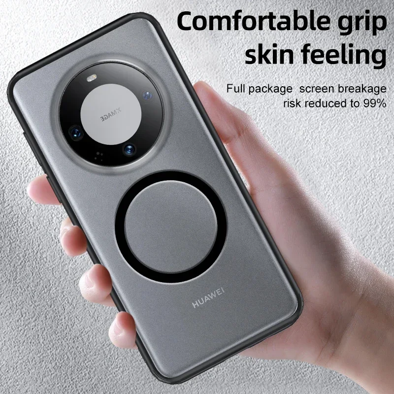 Magnetic Cases For Huawei Mate 70 RS 60 Pro Wireless Charging Transparent Protection Cover Shockproof Matte Phone Case