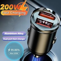 200W Dual USB Car Charger Pull Ring Fast Charging Car Phone Charger Adapter For Xiaomi Samsung Mini Car Charger