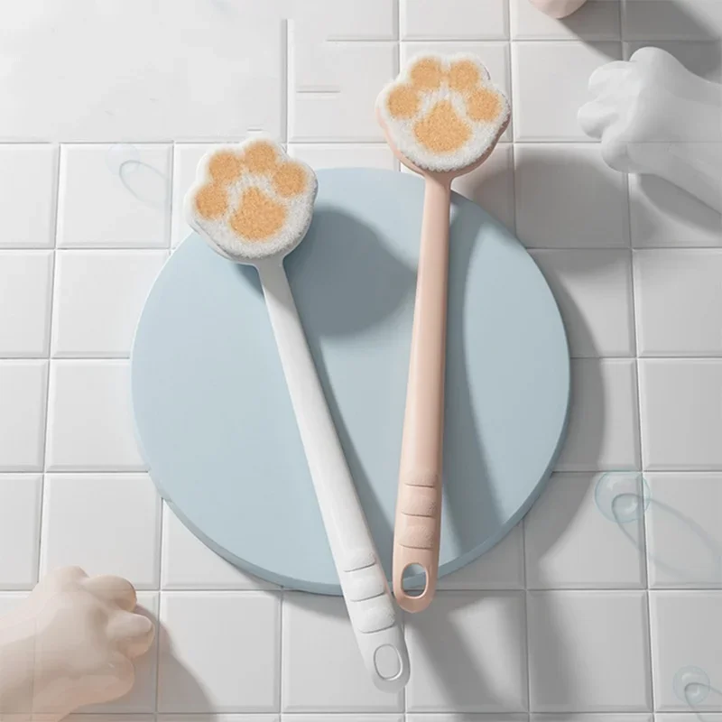 1pc Long Handled Double-sided Bath Brushes Soft Bristled Shower Brush Back Scrubbing Bathing Towel Deep Clean Exfoliator Tools