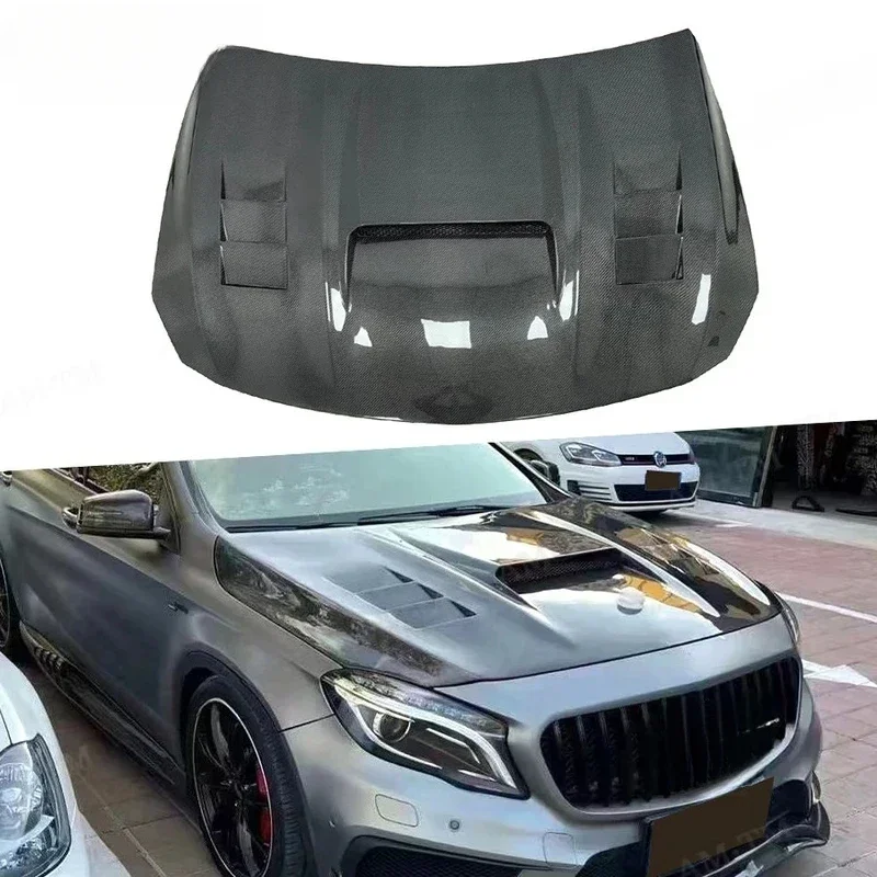 KQX Top quality Real Fiber Front Bonnet Engine For 2014-2017 GLA45 W176 Hood Cover Auto Part Carbon Bonnets