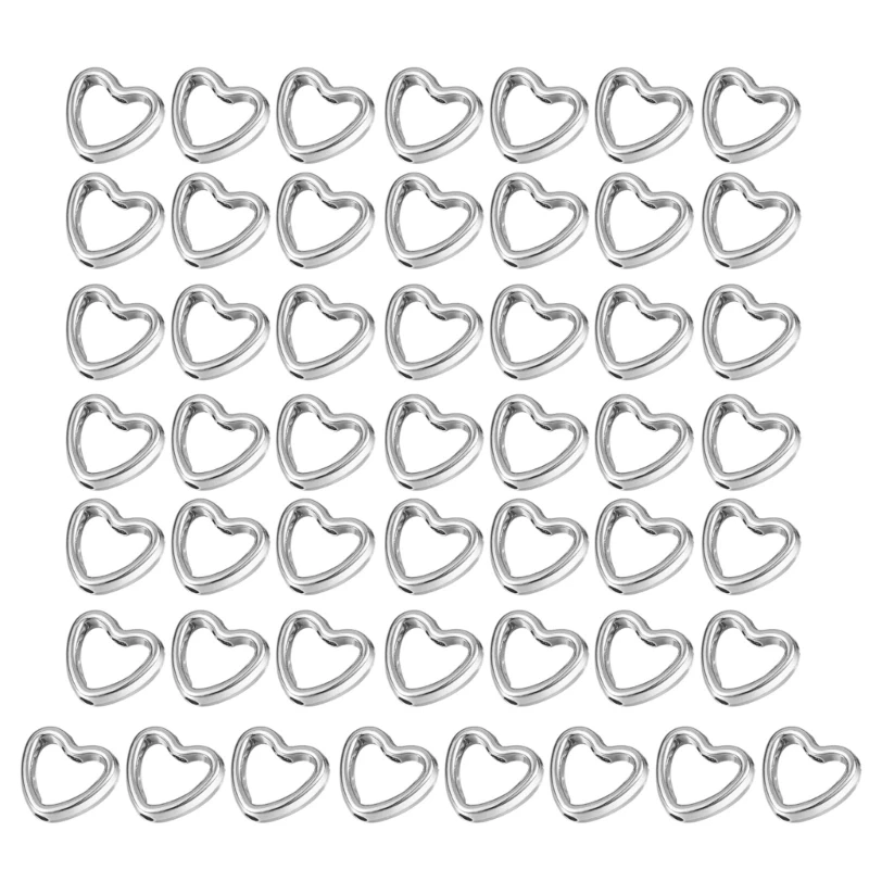 50 PCS Heart Frame Beads Double Hole Beads Spacer Connectors Heart Pendants CCB Material Suitable for DIY Jewelry Making