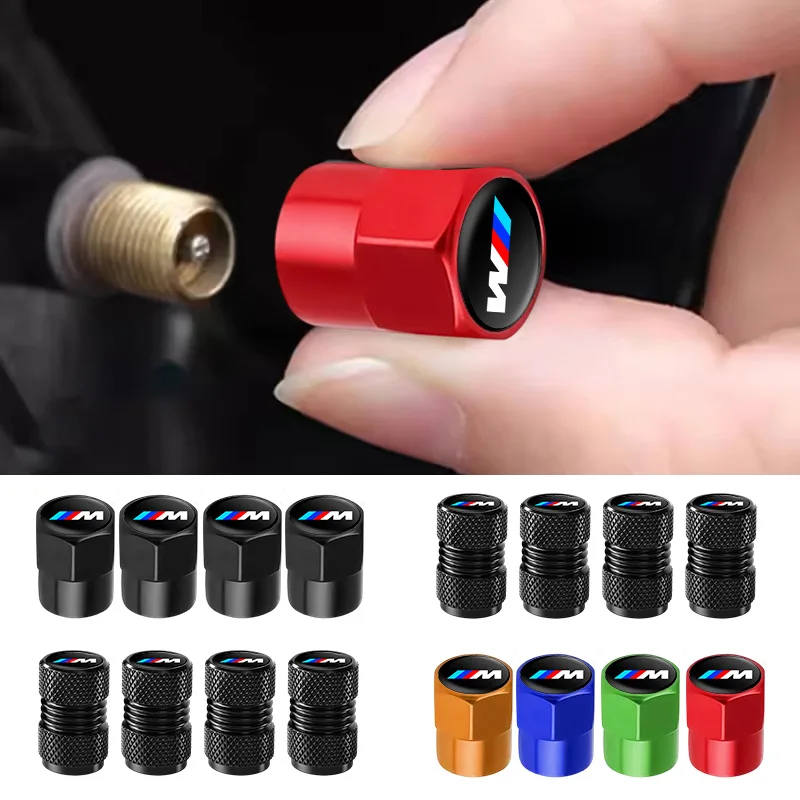 Conjunto de 4 Tampas de Válvula de Pneu BMW à Prova de Poeira em Liga Metálica, Compatível com M M3 M5 G30/G20/G05/F30/F10/E70 Séries 1 3 5 7 E46 E36 E90