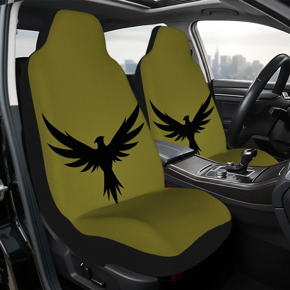 2pcs, Decorative Symmetrical Bird Silhouette Pattern Car Seat Covers, Washable And Foldable, Adds Attractive Visual Accent And