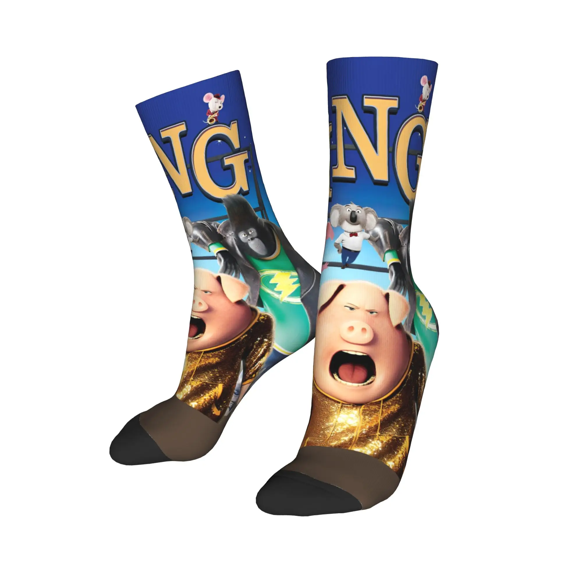 ถุงเท้าลายตัวละครจากภาพยนตร์ซิง 2 ถุงเท้ากันลื่นสำหรับทุกเพศ ผู้ชาย ขนาดกลาง เนื้อนุ่ม ถุงเท้ากีฬากลางแจ้ง ถุงเท้าลายกราฟิกสำหรับฤดูใบไม้ผลิ