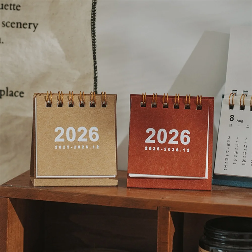 2026 Nuovo mini calendario semplice Calendario a spirale creativo Piccolo calendario da tavolo Planner Decorazione desktop Cancelleria per ufficio