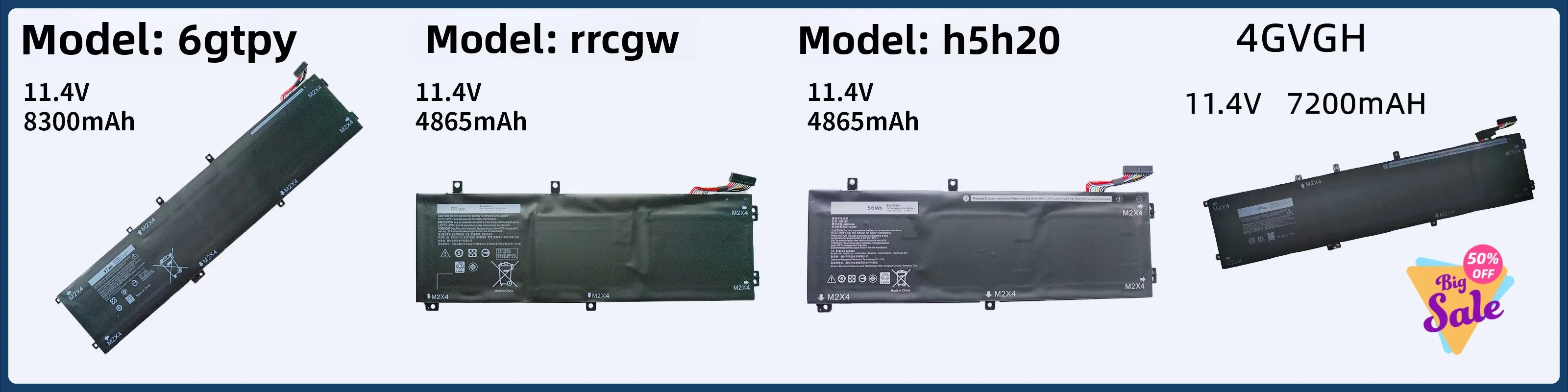 For Dell P83F Inspiron7591 7590 XPS15 9560 H5H20 Battery 6GTPY