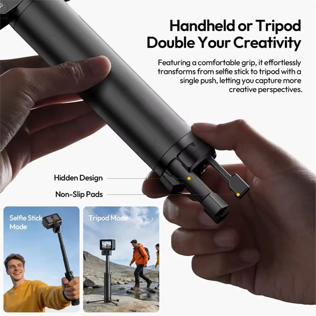 ~Upgraded 2026-MT98 Selfie Stick for X5 X4 Action 4 5 6 Handheld Foldable Tripod 57cm with 1/4 Mount