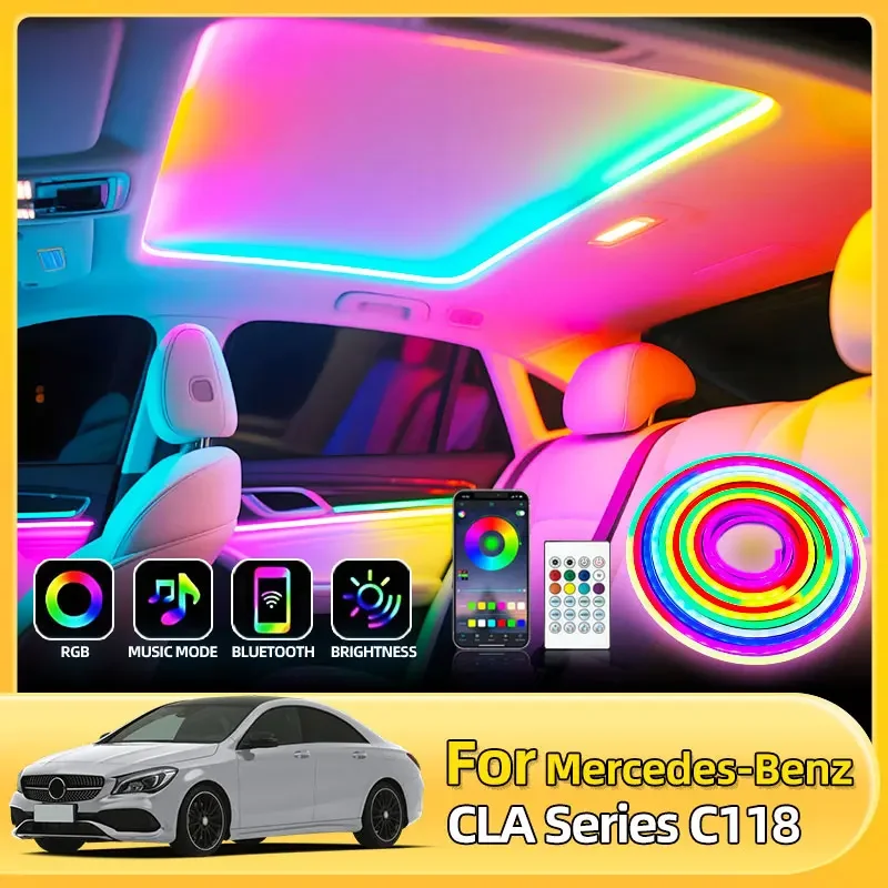 Автомобильное приложение с дистанционным управлением, радужная атмосферная лампа для Mercedes-Benz CLA серии C118 CLS/GLA/GLB/GLC серии C257 H247 X247 X253 C253 Автомобильное приложение с дистанционным управлением, радужная атмосферная лампа для Mercedes-Benz CLA серии C118 CLS/GLA/GLB/GLC серии C257 H247 X247 X253 C253