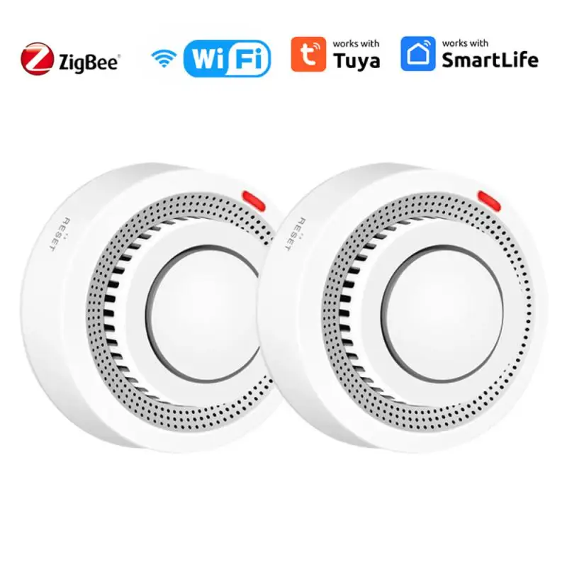 Tuya Wifi Zigbee Rookmelder Rookmelder Brandalarm Sensor Brandbeveiliging Huis Beveiligingssysteem Brandalarm App Controle Voor Slim Leven