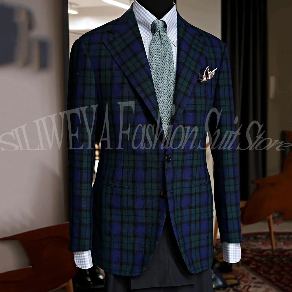 

Mens Suit Classic Fit Single Breasted Plaid 2 Piece Set for Business Casual Outfits Elegant Wedding Suits Trajes Para Hombre