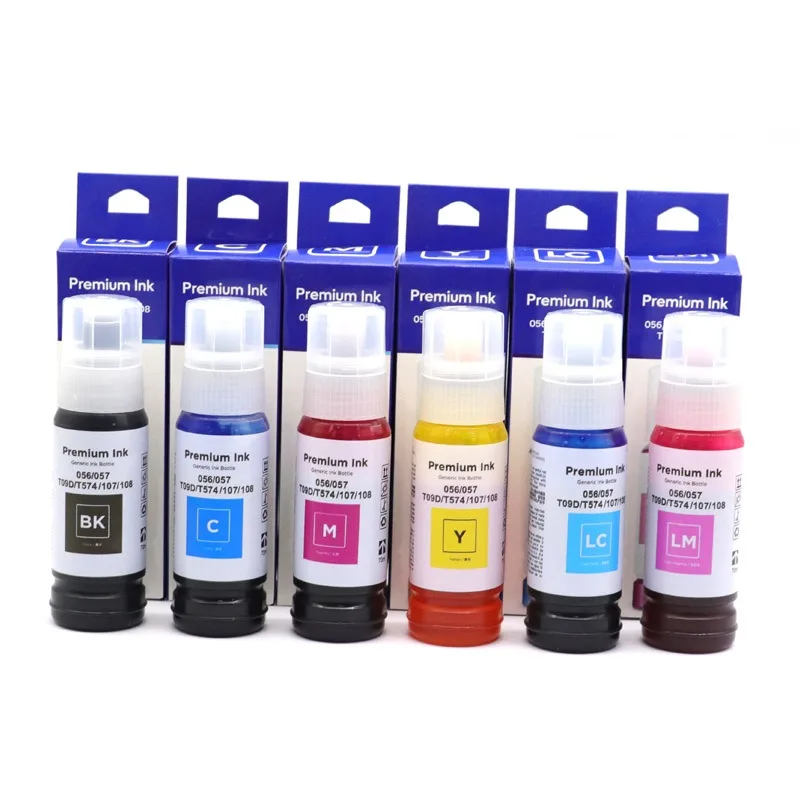 6 قطعة حبر صبغ الملء للتوافق مع حبر Epson 056 057 L8058 L18058 L8050 L18050 ET-18100 T09D T574 107 108 حبر ملون #5