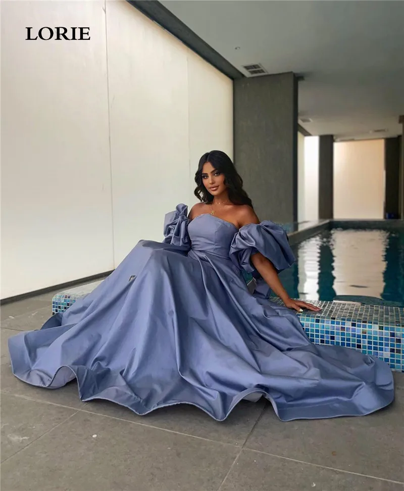 

Smileven Saudi Arabia Formal Evening Dresses Purple Puff Sleeves Prom Party Gowns Strapless Robe De Soirée Prom Dress 2023