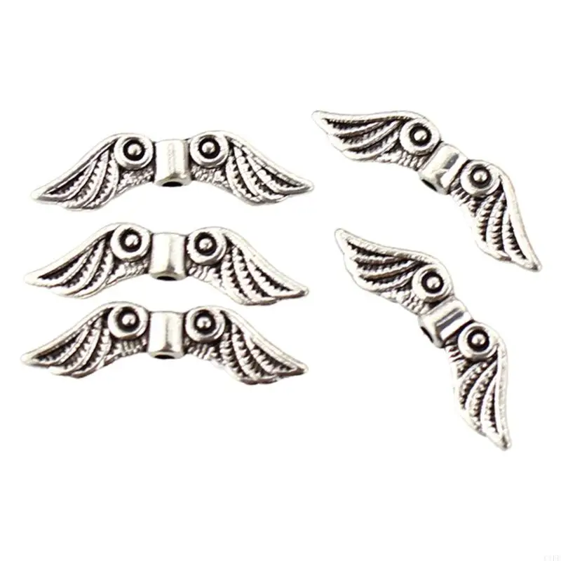 C1FE 50 PCS PCS Angel Wing Spacer Metal Charm Beads for Diy Bracelets Colares Jóias