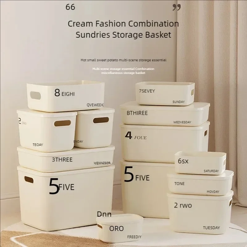 

Ins Style Storage Box with Lid Dustproof Cosmetics Clothing Grocery Storage Bedroom Dormitory StorageBox Toy Plastic Boxes