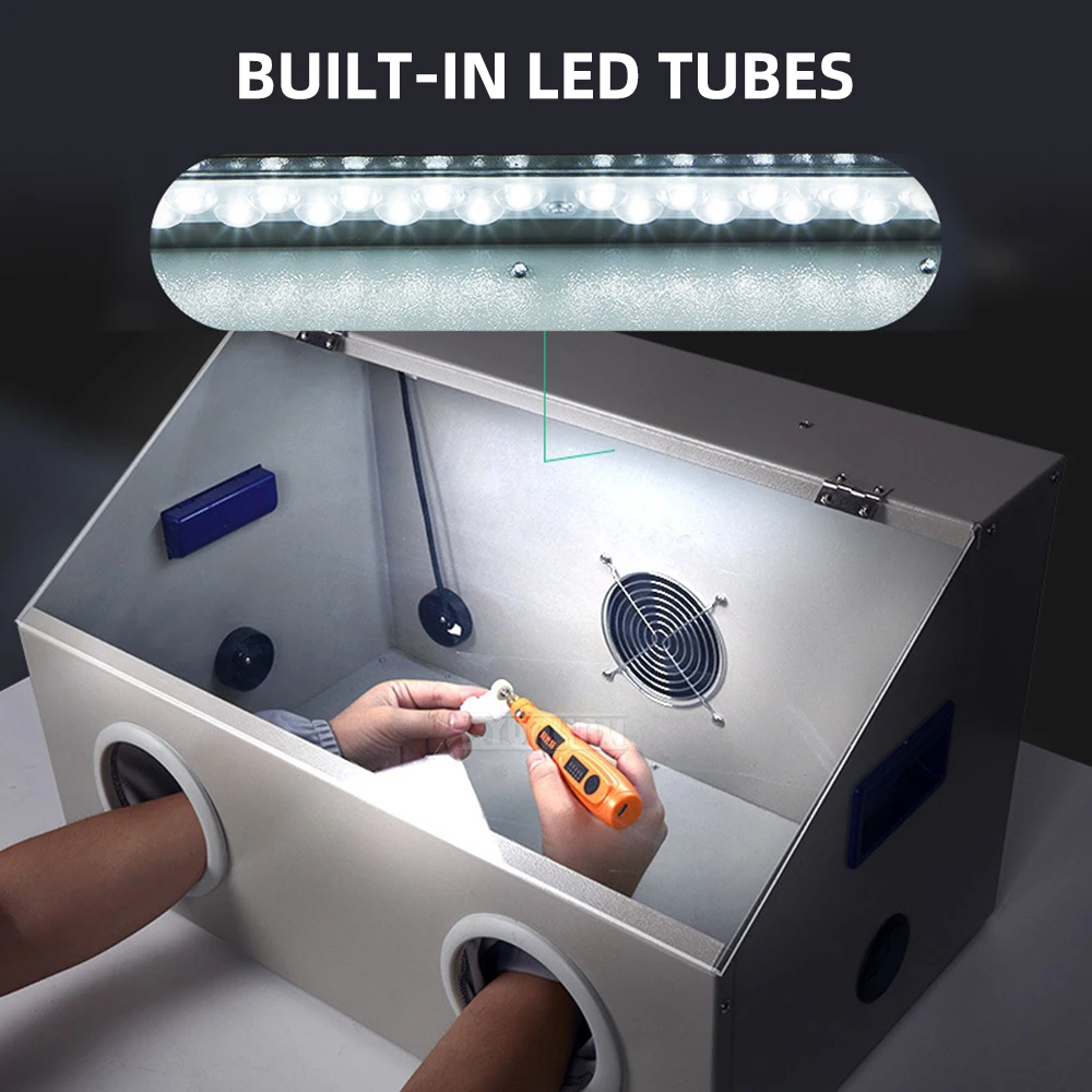 Installation Free Integrated Dust Box, Metal Carving Dust Suction Box, Polishing Box, Transparent Workbench with Light and Fan