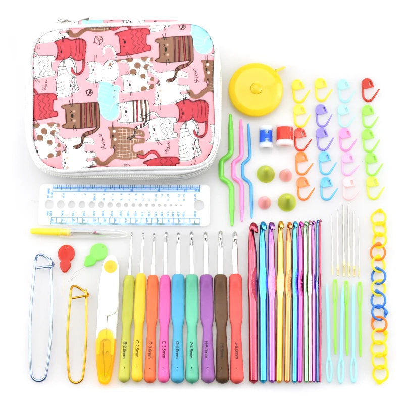Sizes Crochet Hooks Needles Kit Stitches Knitting Craft Case Crochet Hook Needles for Arthritic Hands Sewing Tools Accessories