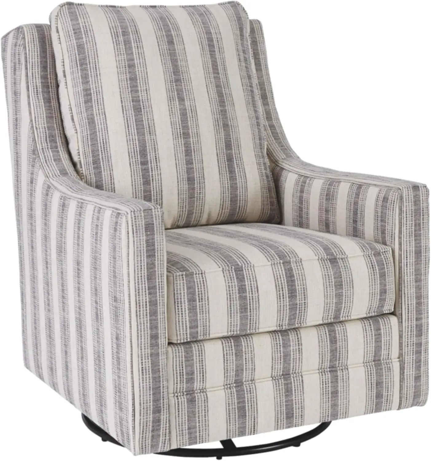 Kambria Striped Upholstered Swivel Accent Glider Chair, Ivory & Black