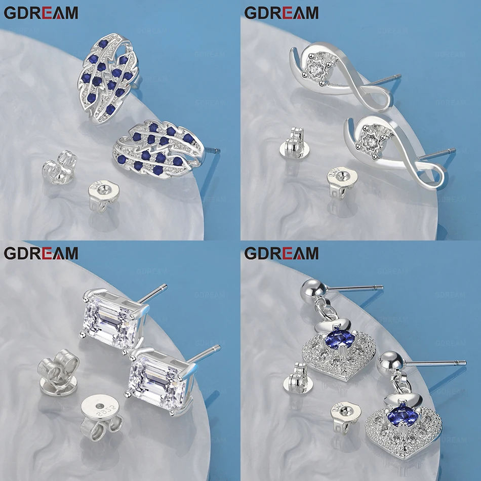 

GDREAM 925 Sterling Silver Geometric Zircon Earrings Women'S Retro Personality Accessories Party Jewelry