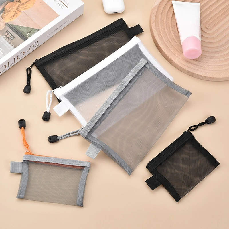 19x11cm Pencil Case Simple Mesh Document Bag Multicolor Zipper Stationery Bag Storage Bag Office School Supplies