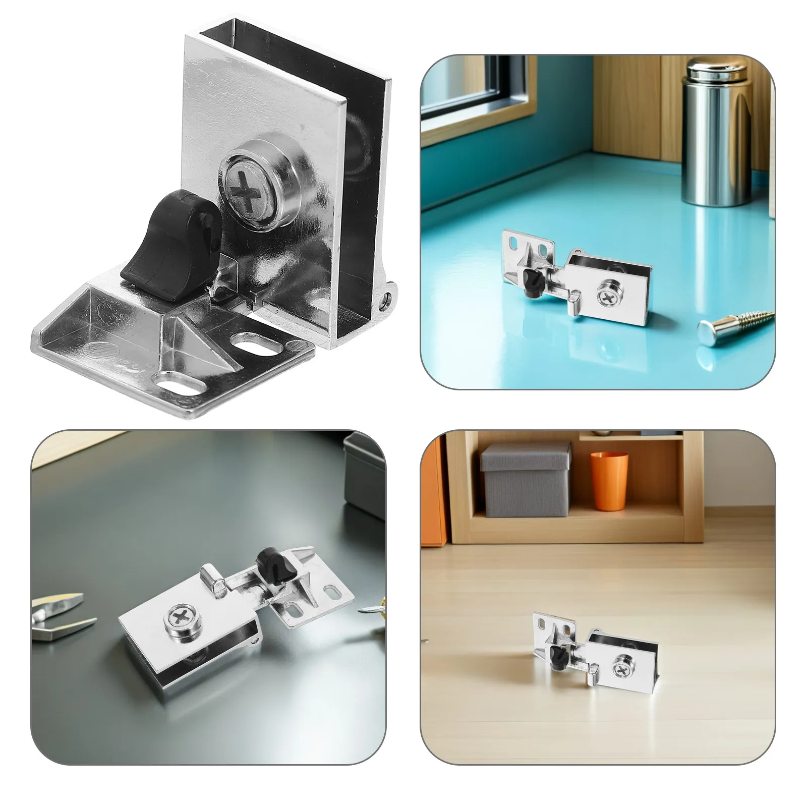 

1Pair Glass Cabinet Door Hinges No-Drill Metal Clamp with Corner Protection for Showcases Jewelry Stores Museums Silent Smooth
