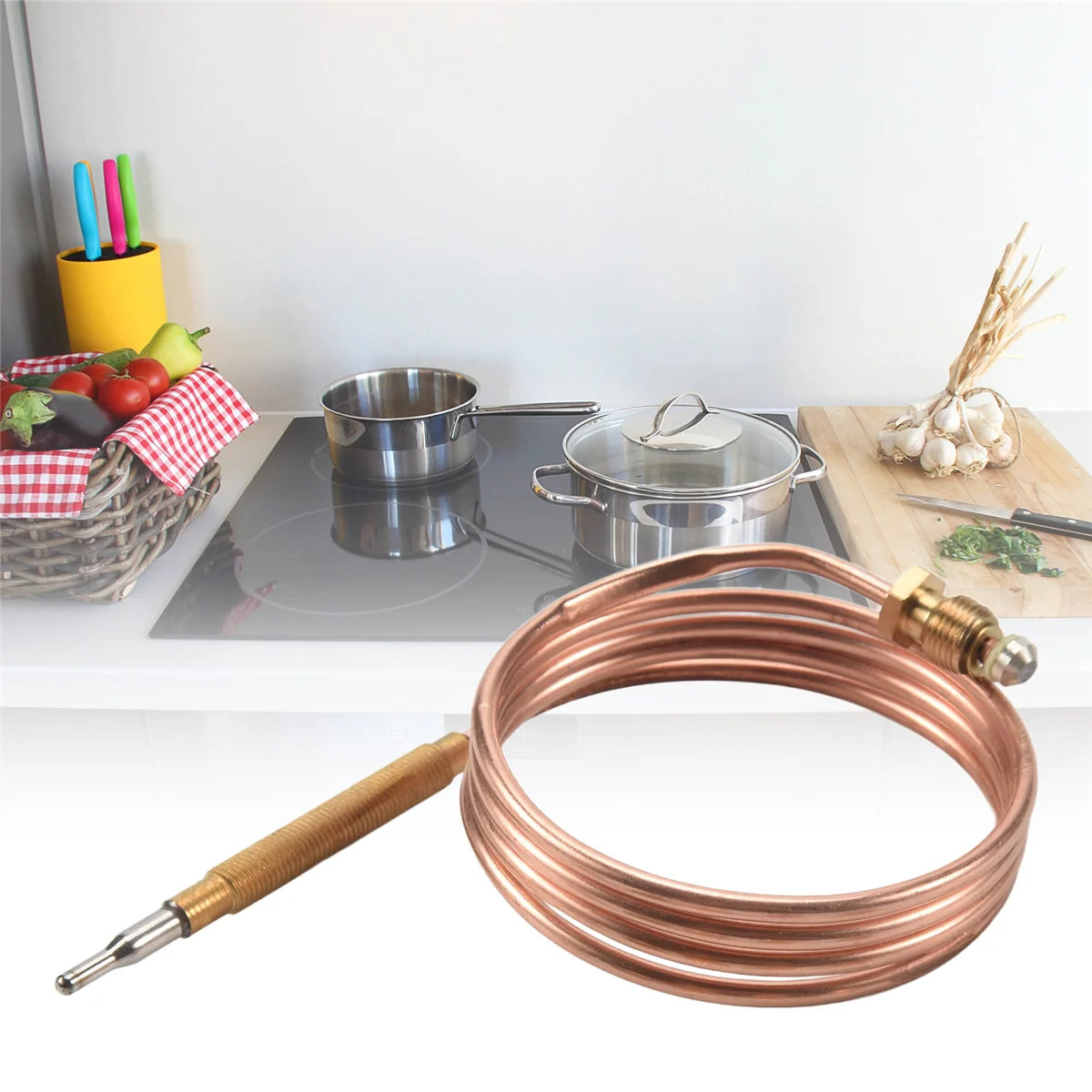 Termocoppia universale per stufa a gas con adattatore per termocoppia di ricambio per bruciatore a gas per riscaldamento da 5 dadi