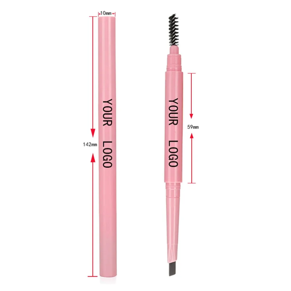 Private Label Custom Logo Vegan Makeup Wholesale Pink Double Ended Eyebrow Pencil Bulk Supply for Beauty Salon Eye Brow